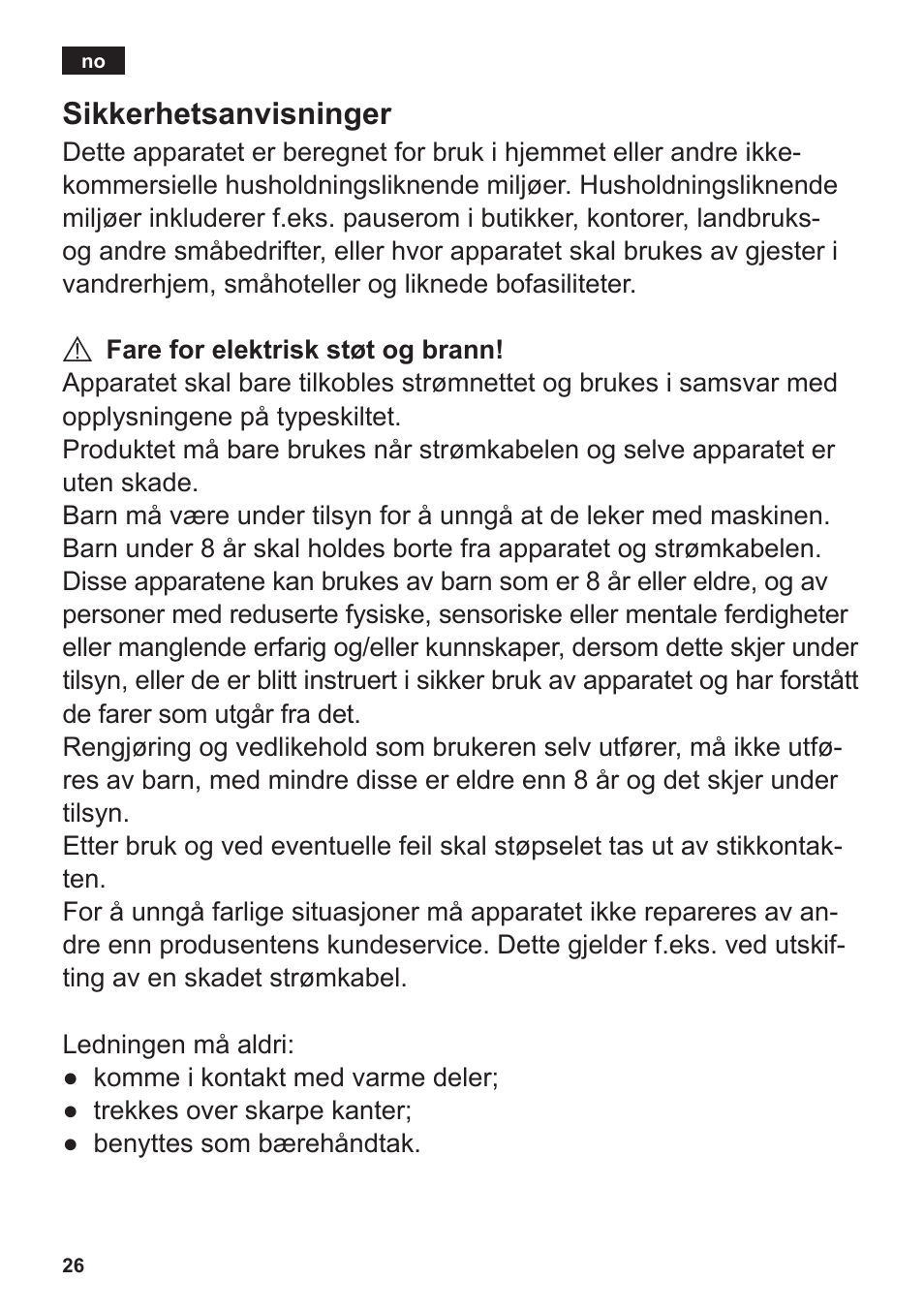 Sikkerhetsanvisninger | Siemens TT3A0103 User Manual | Page 29 / 87