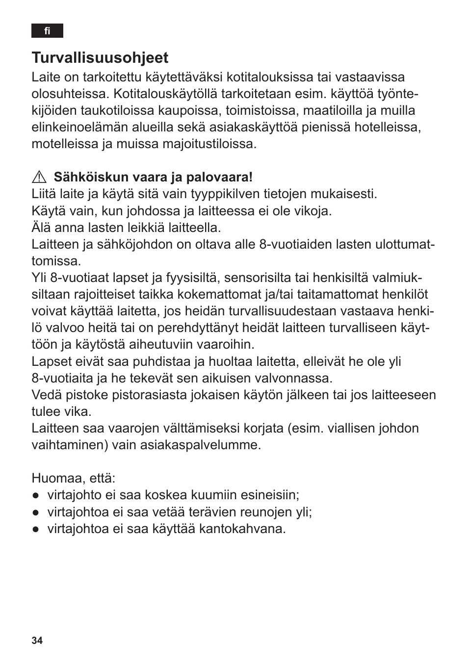 Turvallisuusohjeet | Siemens TT3A0103 User Manual | Page 37 / 87