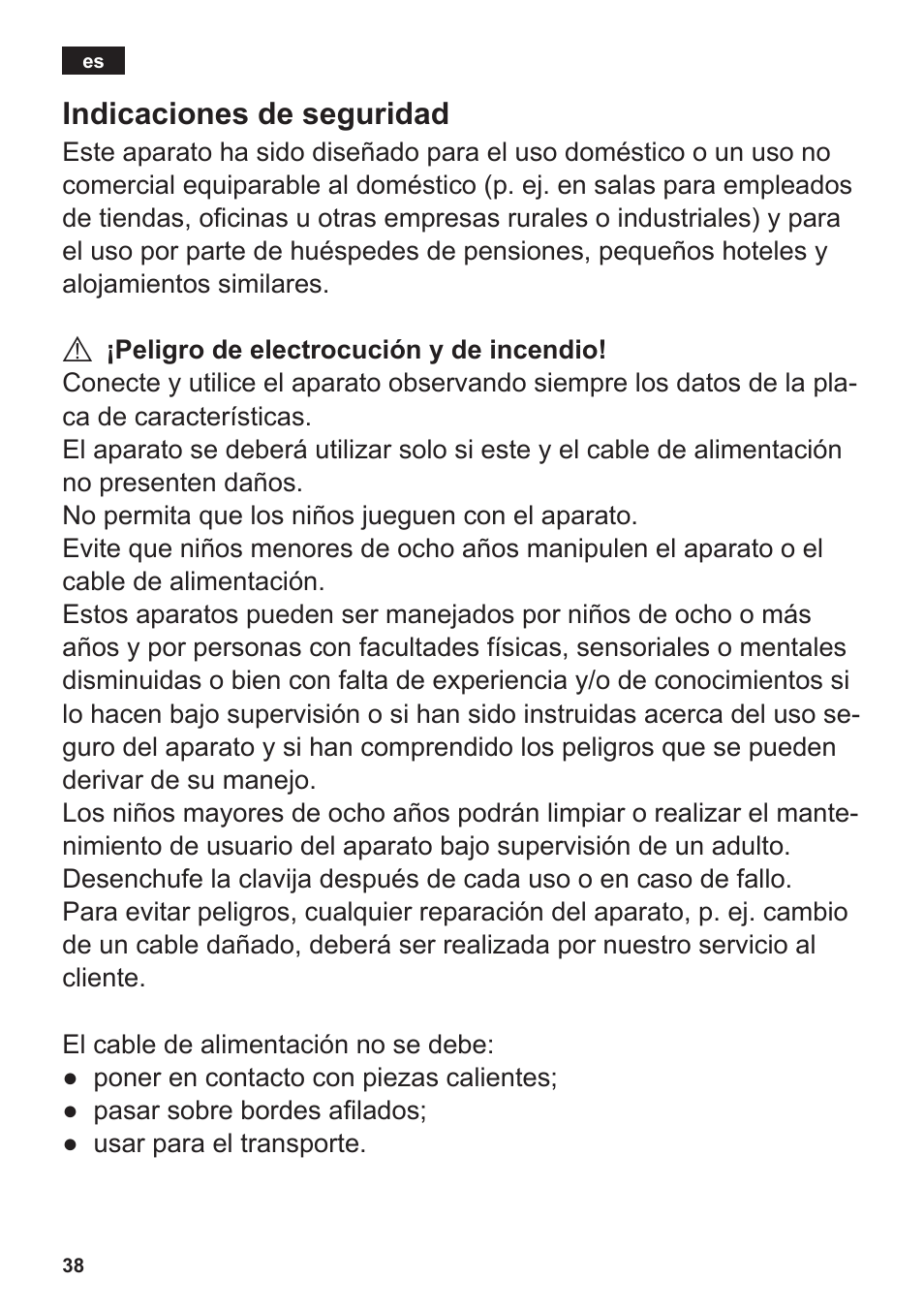 Indicaciones de seguridad | Siemens TT3A0103 User Manual | Page 41 / 87