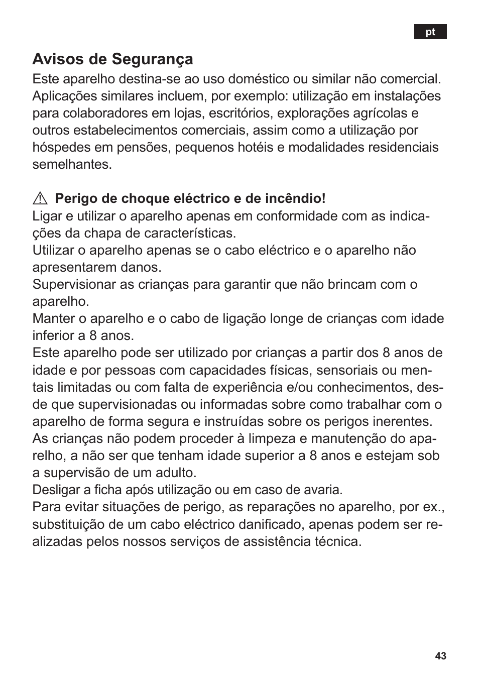 Avisos de segurança | Siemens TT3A0103 User Manual | Page 46 / 87