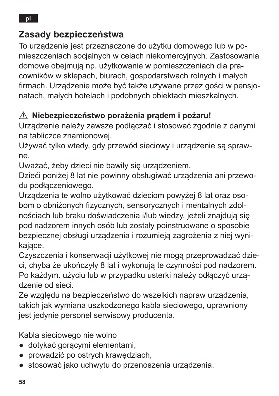 Zasady bezpieczeństwa | Siemens TT3A0103 User Manual | Page 61 / 87