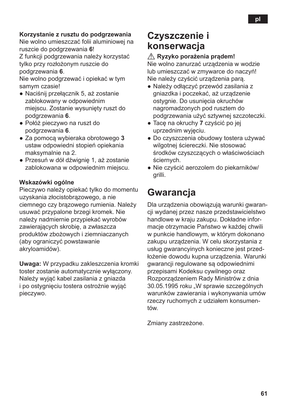 Czyszczenie i konserwacja, Gwarancja | Siemens TT3A0103 User Manual | Page 64 / 87