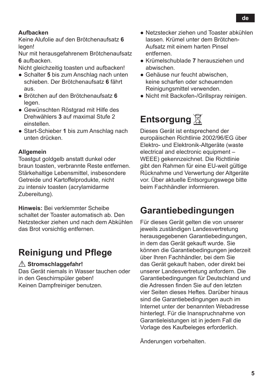 Entsorgung, Garantiebedingungen, Reinigung und pflege | Siemens TT3A0103 User Manual | Page 8 / 87