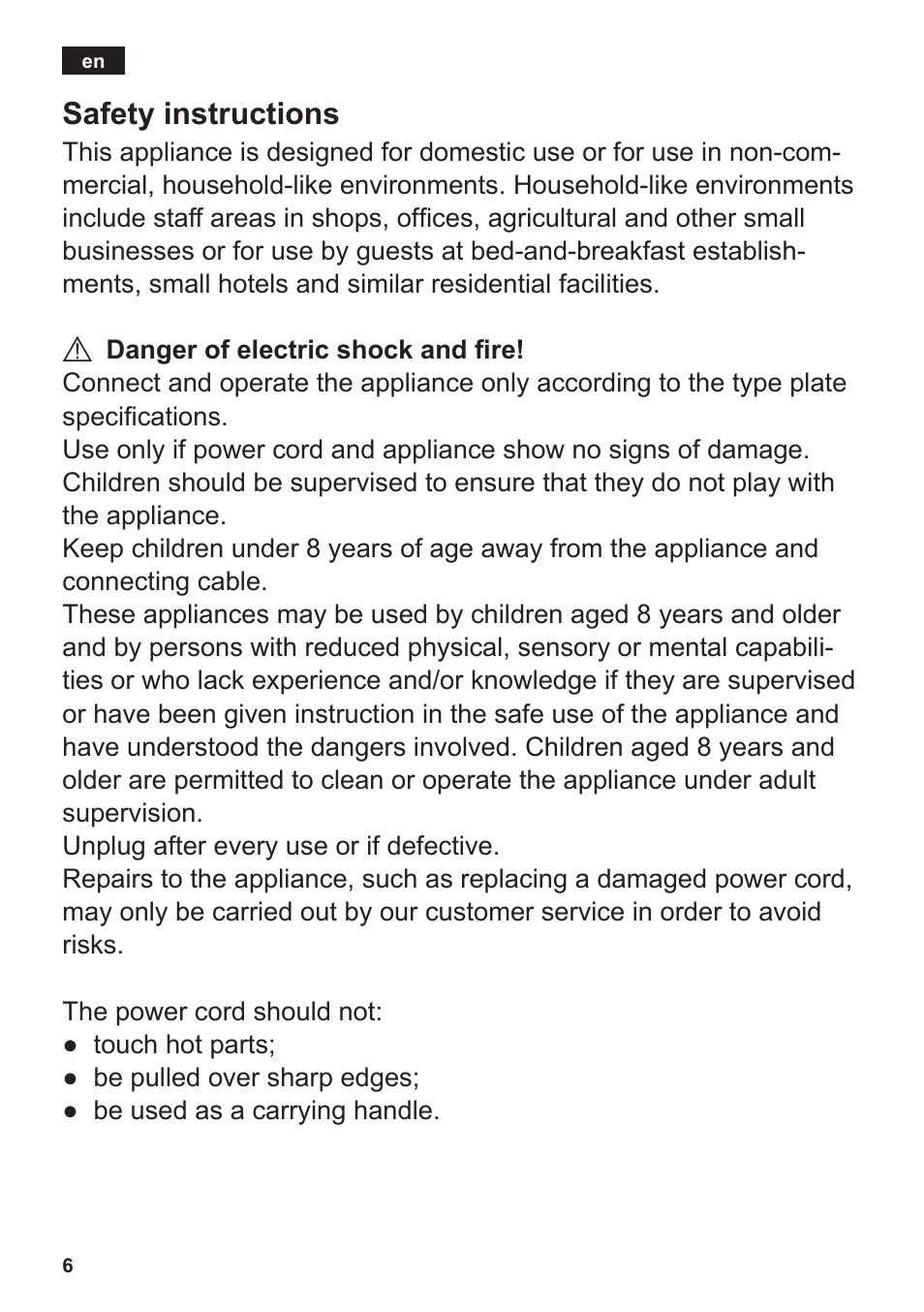 Safety instructions | Siemens TT3A0103 User Manual | Page 9 / 87