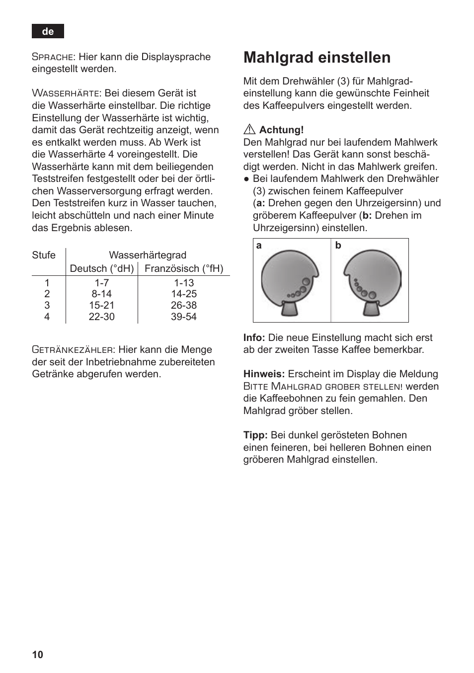 Mahlgrad einstellen | Siemens TE506519DE User Manual | Page 14 / 94