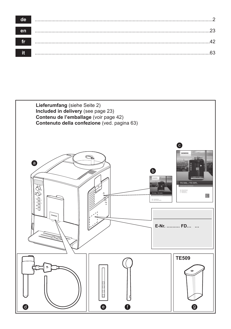 De f g, Ab c | Siemens TE506519DE User Manual | Page 2 / 94