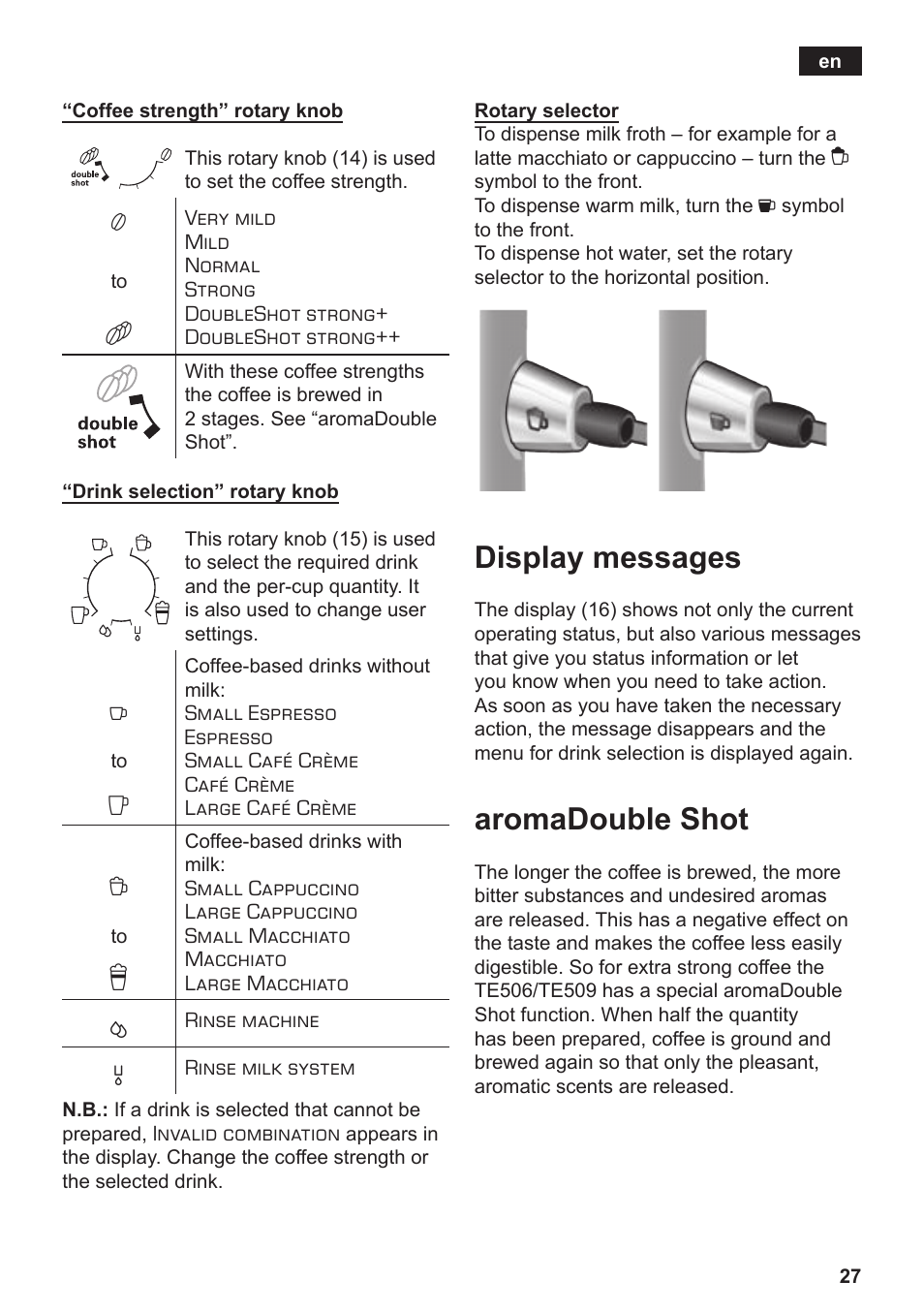 Display messages, Aromadouble shot | Siemens TE506519DE User Manual | Page 31 / 94