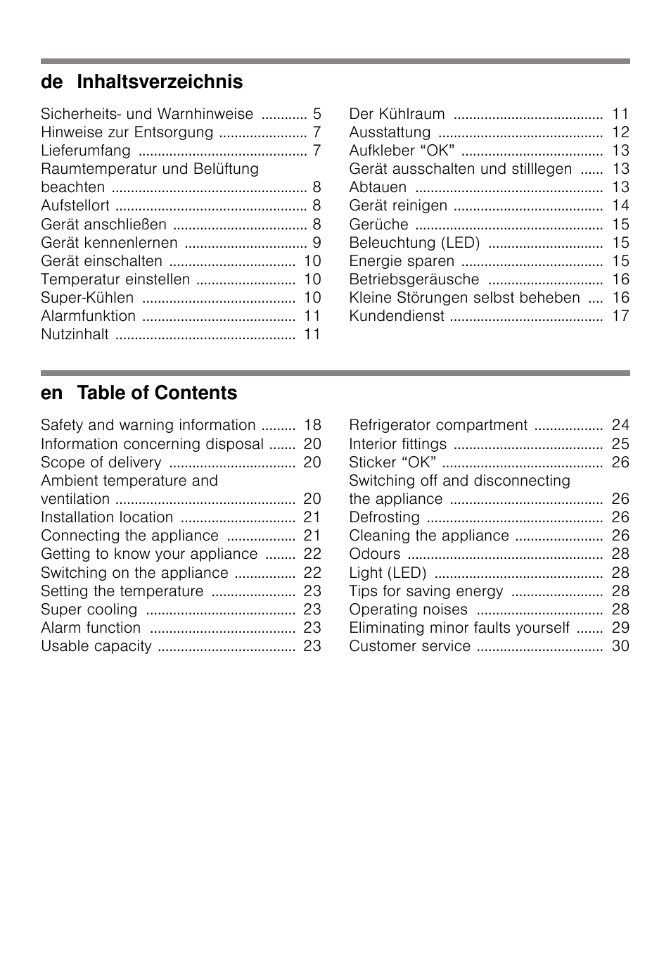 De inhaltsverzeichnis, En table of contents | Siemens KI25RP60 User Manual | Page 2 / 77