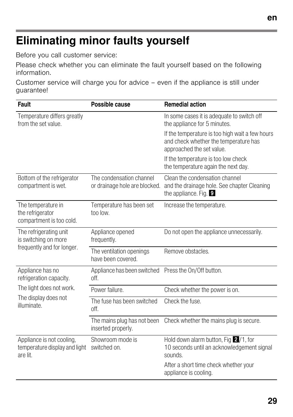 Eliminating minor faults yourself, En 29 | Siemens KI25RP60 User Manual | Page 29 / 77