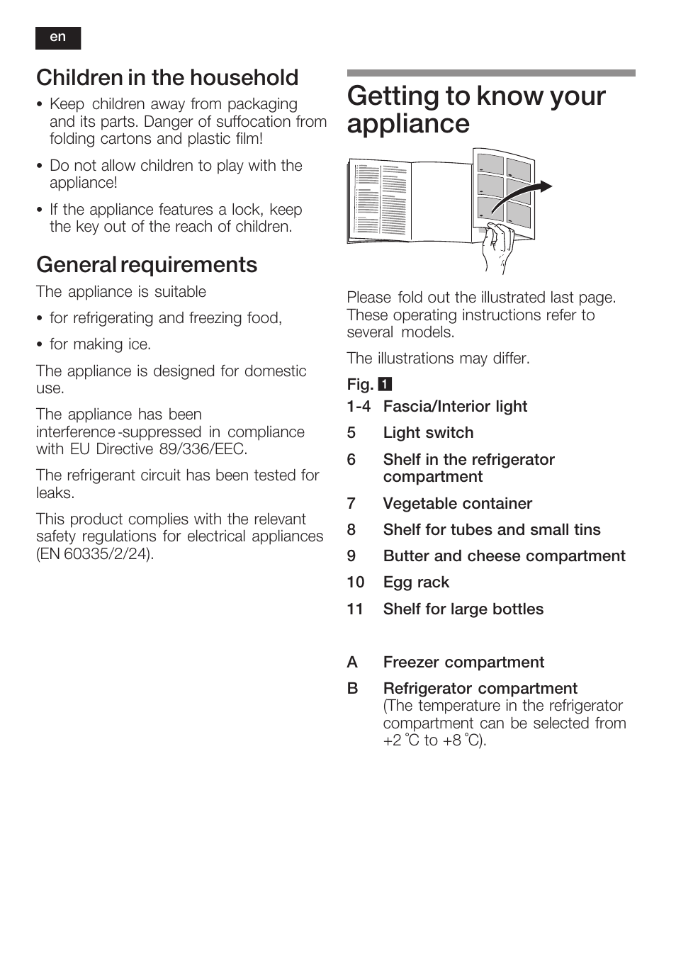 Getting to know your appliance, Children in the household, General requirements | Siemens KF18LA60 User Manual | Page 24 / 95