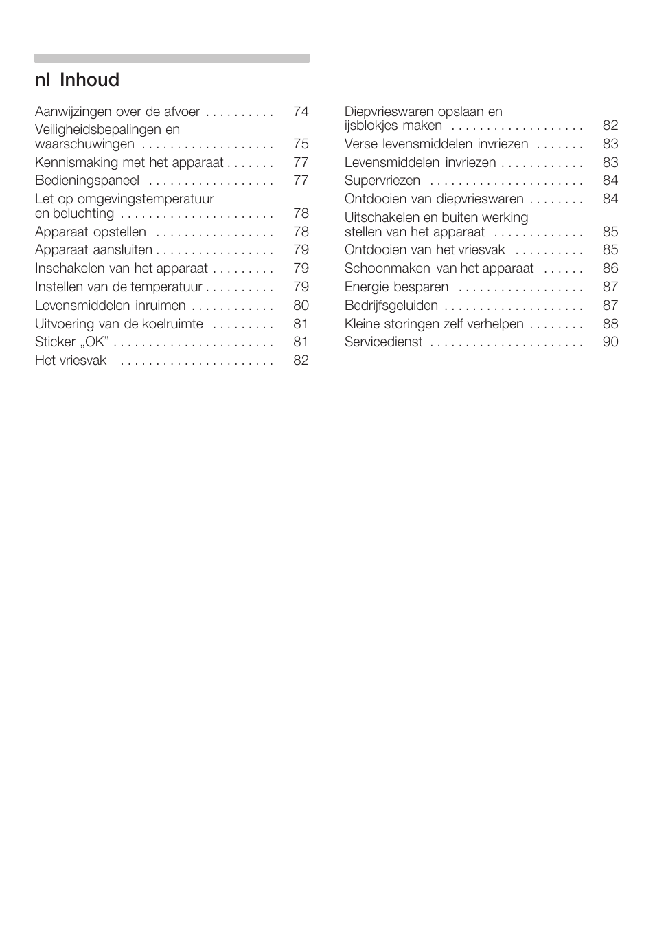 Nląinhoud | Siemens KF18LA60 User Manual | Page 4 / 95