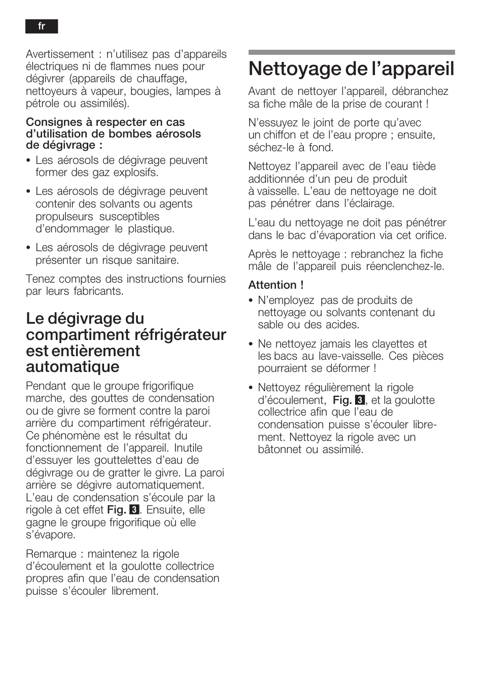 Nettoyage de l'appareil | Siemens KF18LA60 User Manual | Page 52 / 95