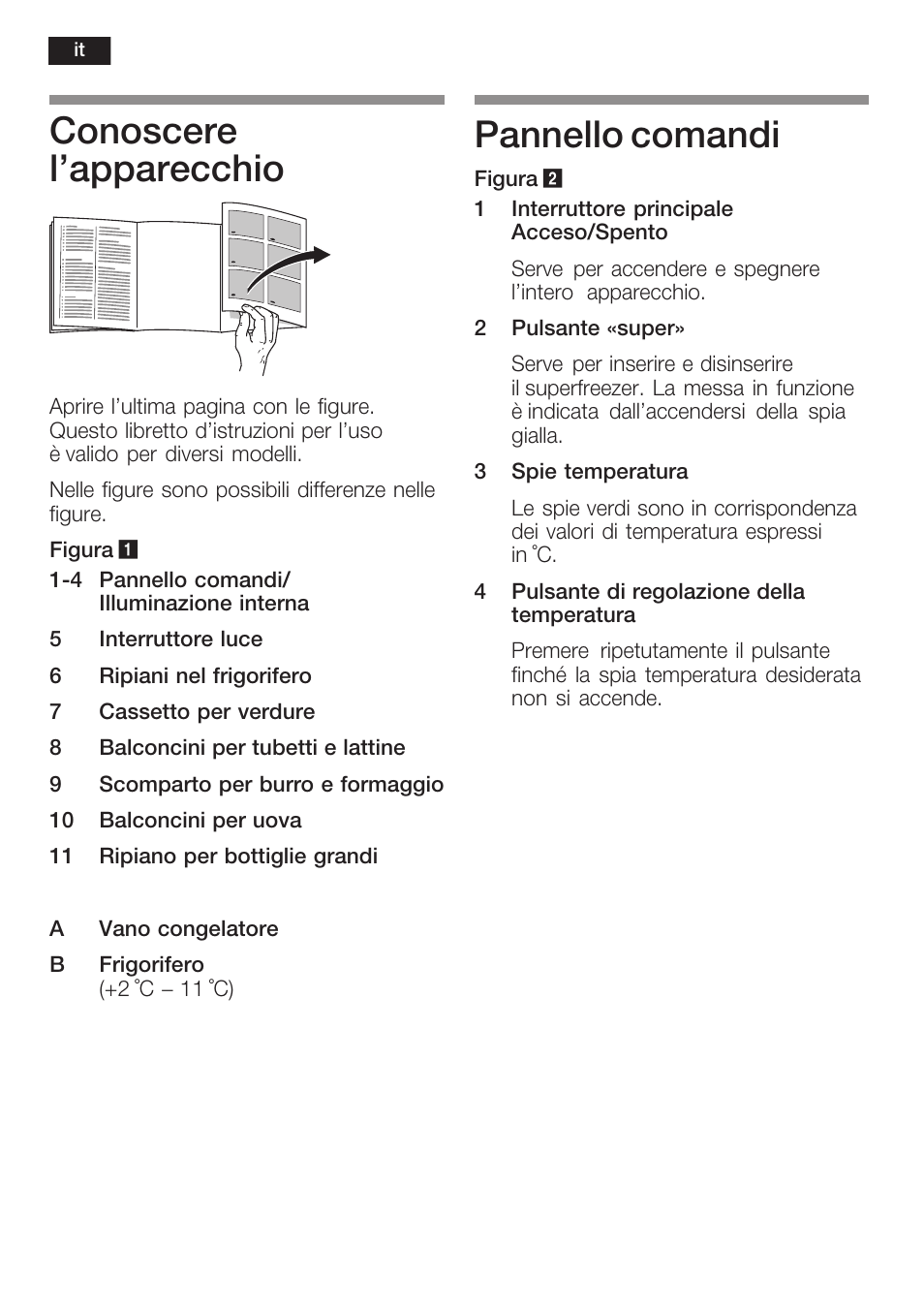 Conoscere l'apparecchio, Pannello comandi | Siemens KF18LA60 User Manual | Page 60 / 95