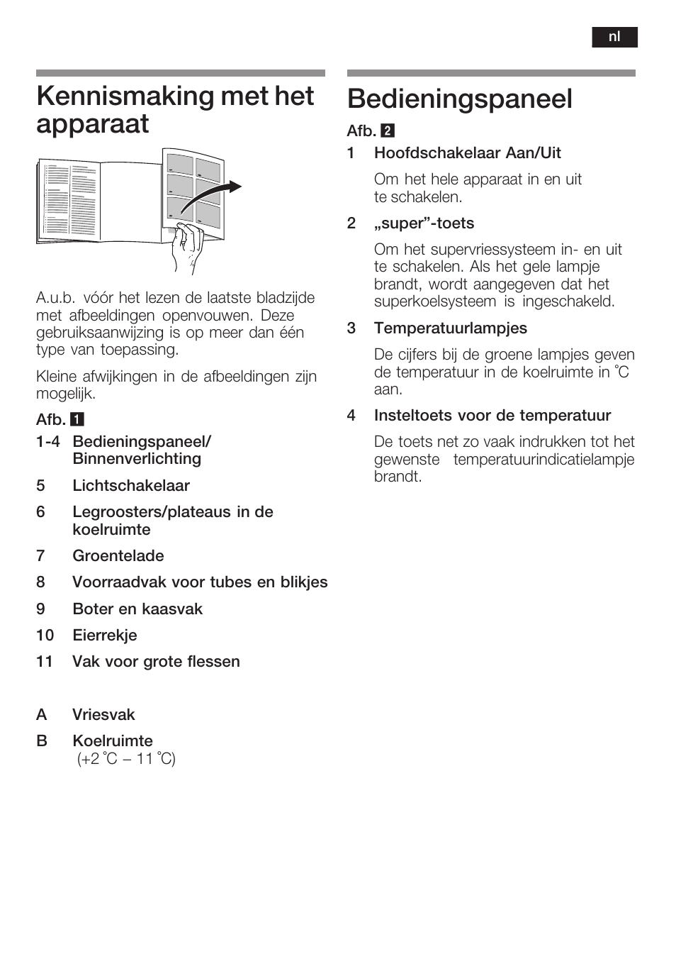 Kennismaking met het apparaat, Bedieningspaneel | Siemens KF18LA60 User Manual | Page 77 / 95