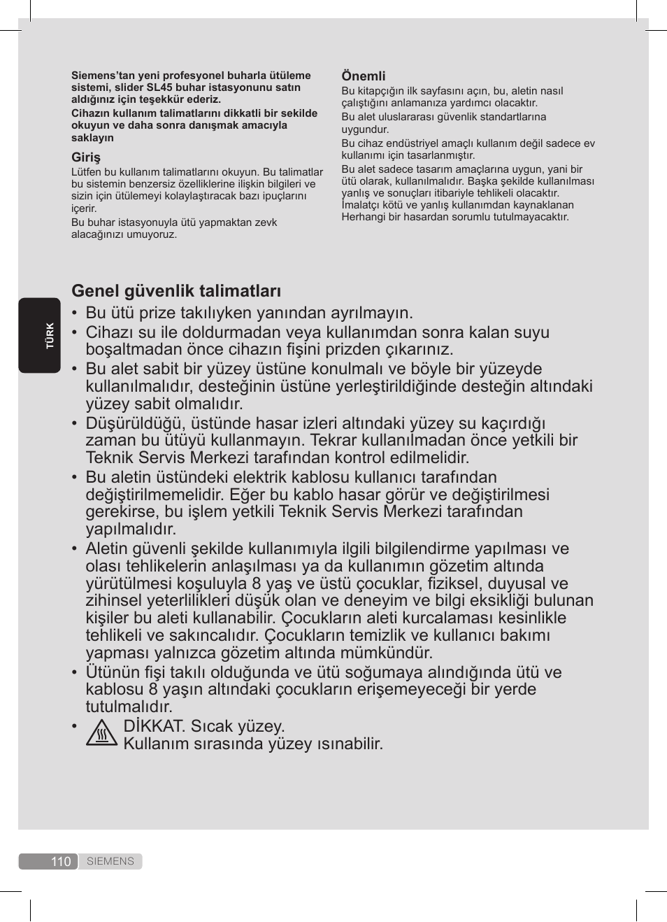 Siemens TS45359 User Manual | Page 110 / 172