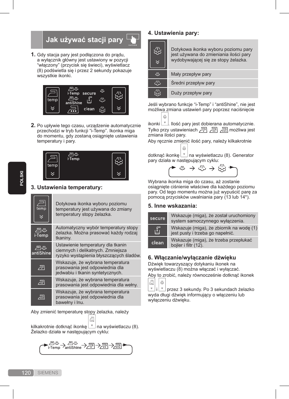 Jak używać stacji pary | Siemens TS45359 User Manual | Page 120 / 172