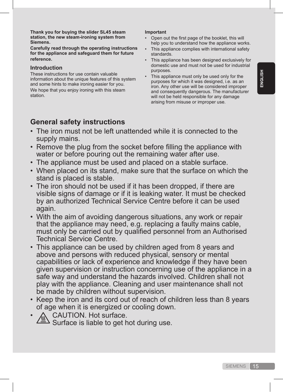 Siemens TS45359 User Manual | Page 15 / 172