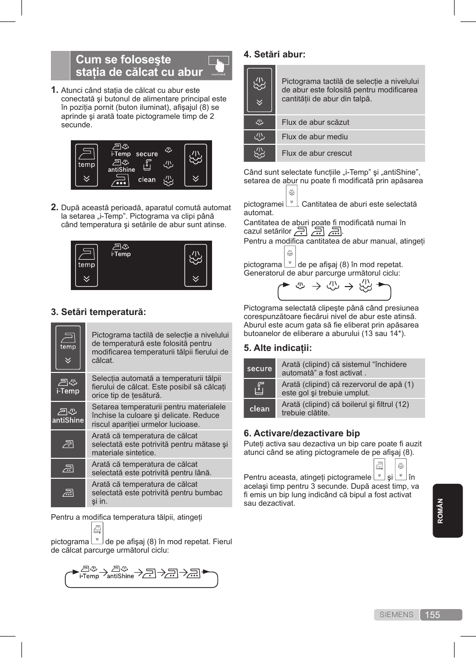 Cum se foloseşte staţia de călcat cu abur | Siemens TS45359 User Manual | Page 155 / 172