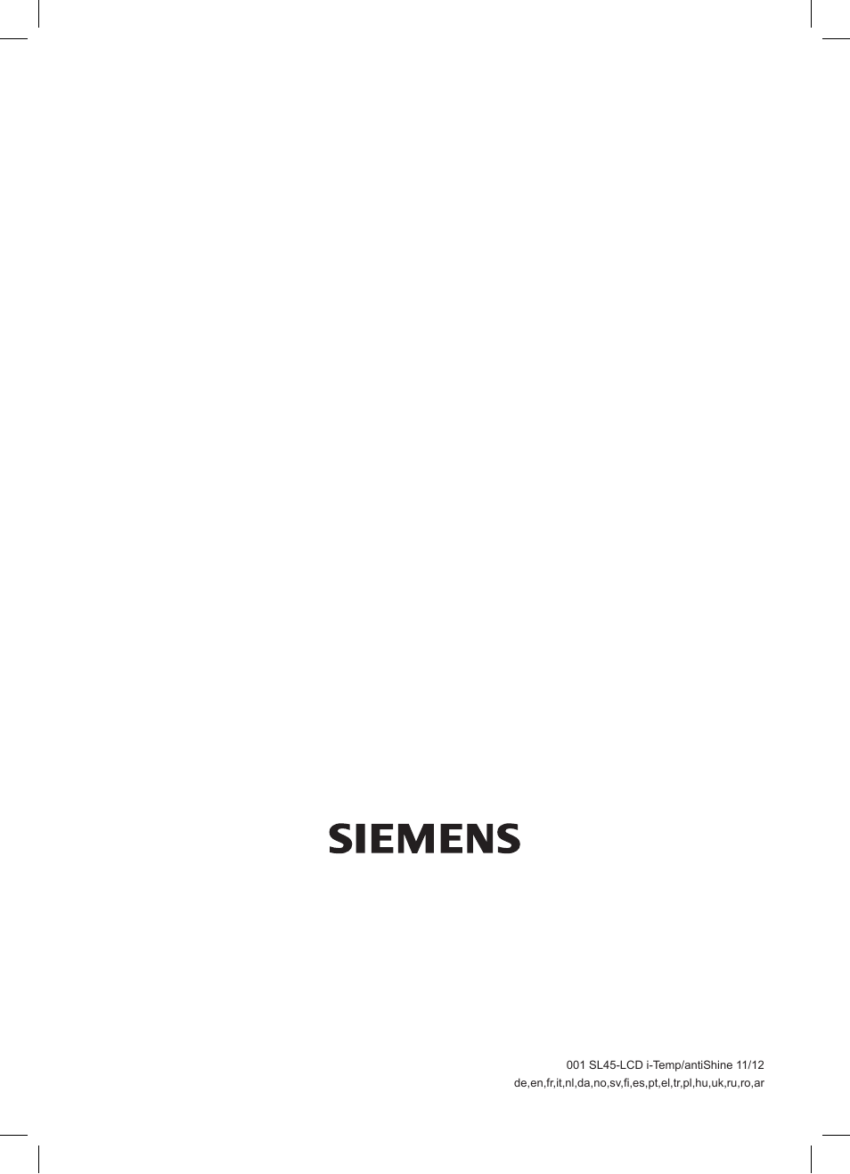 Siemens TS45359 User Manual | Page 172 / 172