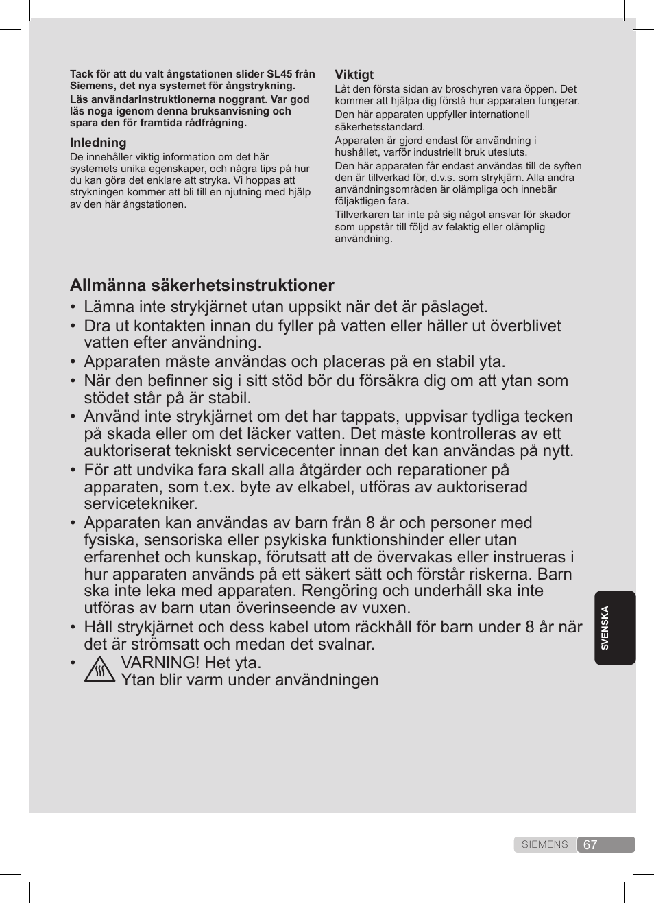 Siemens TS45359 User Manual | Page 67 / 172