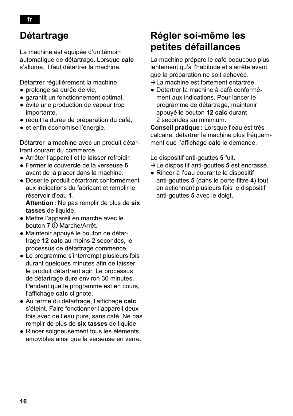Détartrage, Régler soi-même les petites défaillances | Siemens TC80104 User Manual | Page 18 / 106