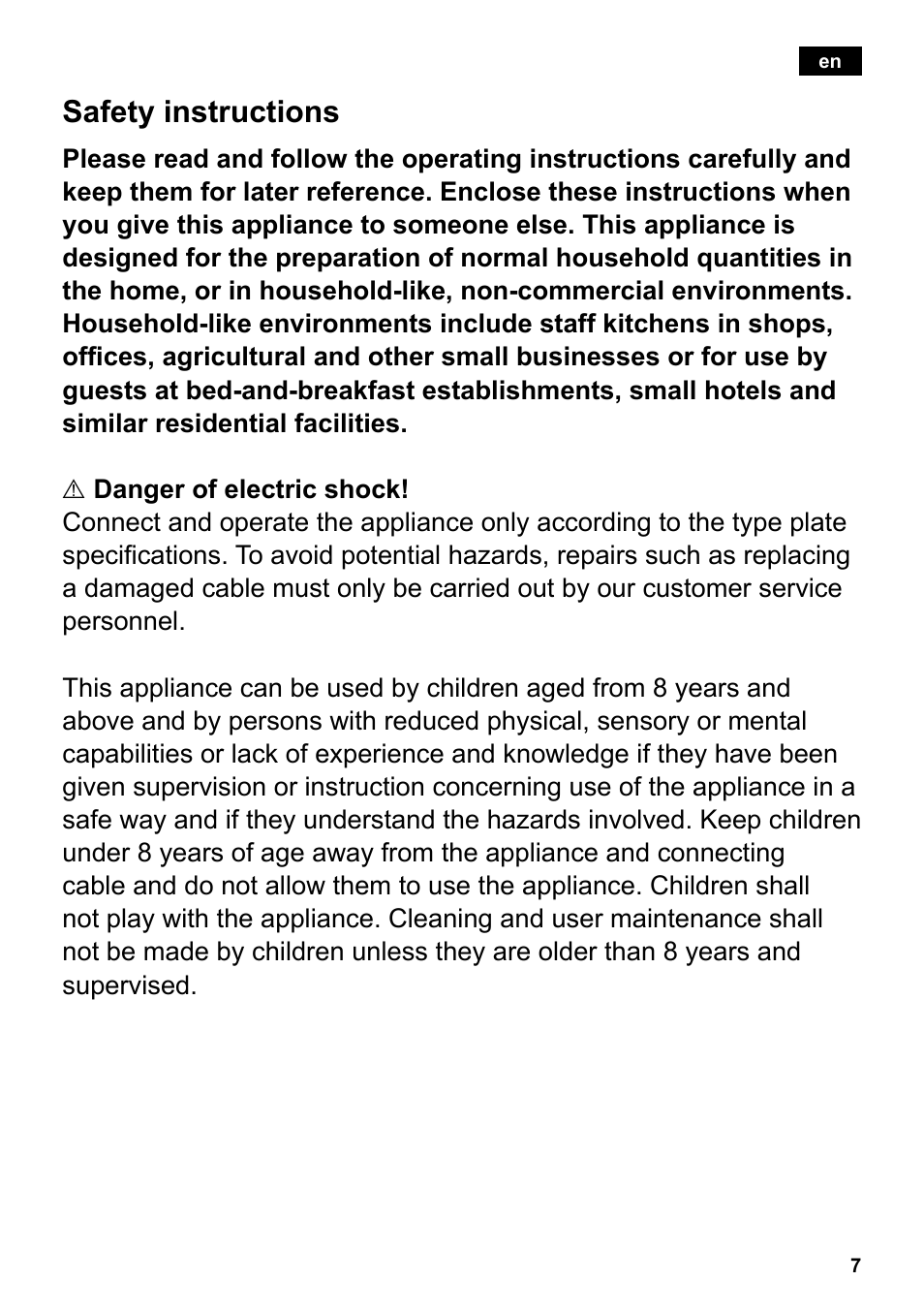 Safety instructions | Siemens TC80104 User Manual | Page 9 / 106