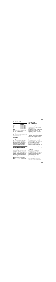 Ventilation, Installation location, 3 cm to electric or gas cookers | 30 cm to an oil or coal-fired cooker, Connecting the appliance, Electrical connection | Siemens KI27FP60 User Manual | Page 23 / 86