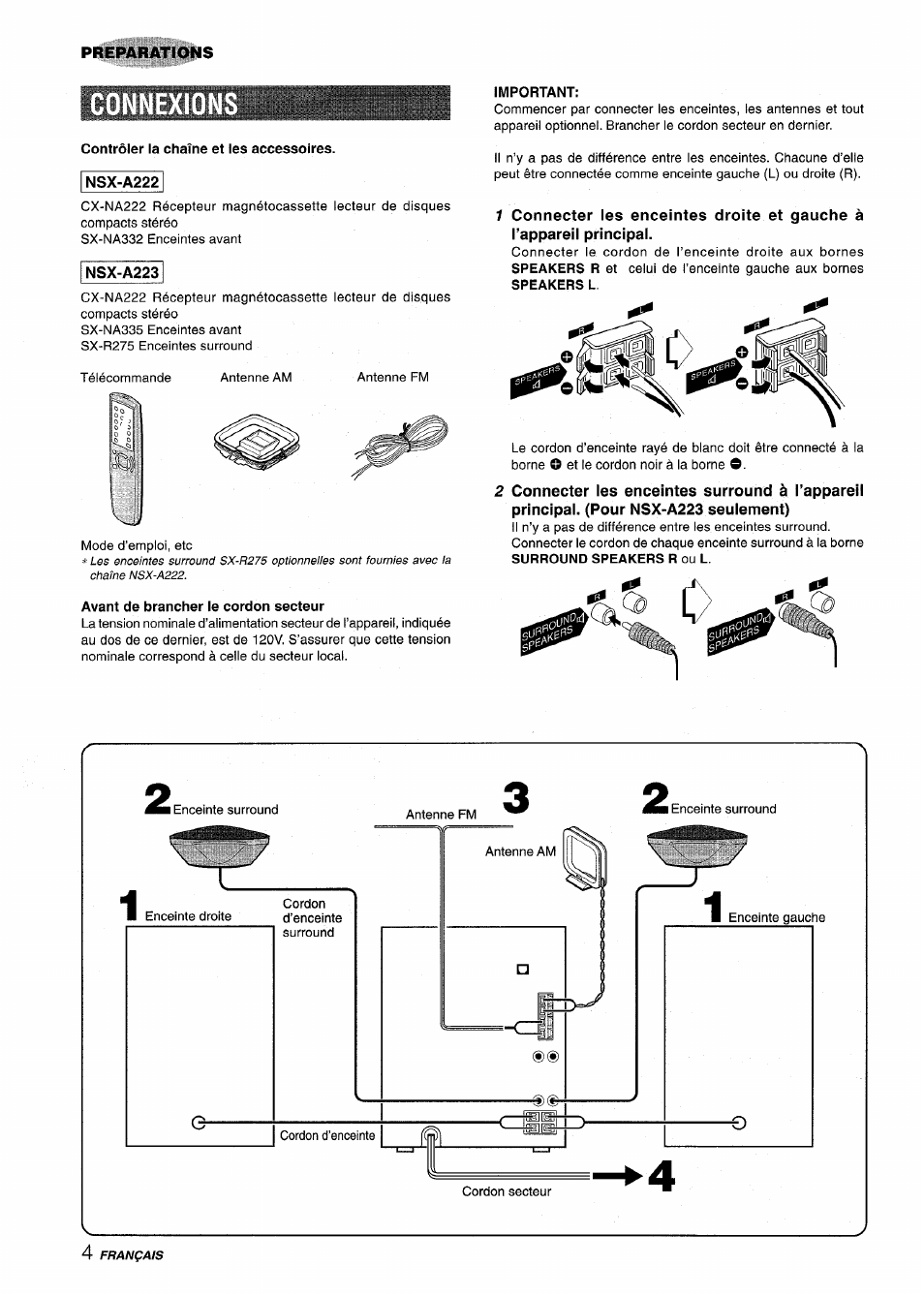 Onnexion, Nsx-a222, Nsx-a223 | Oalfflll i) jo | Aiwa CX-NA222 User Manual | Page 44 / 64