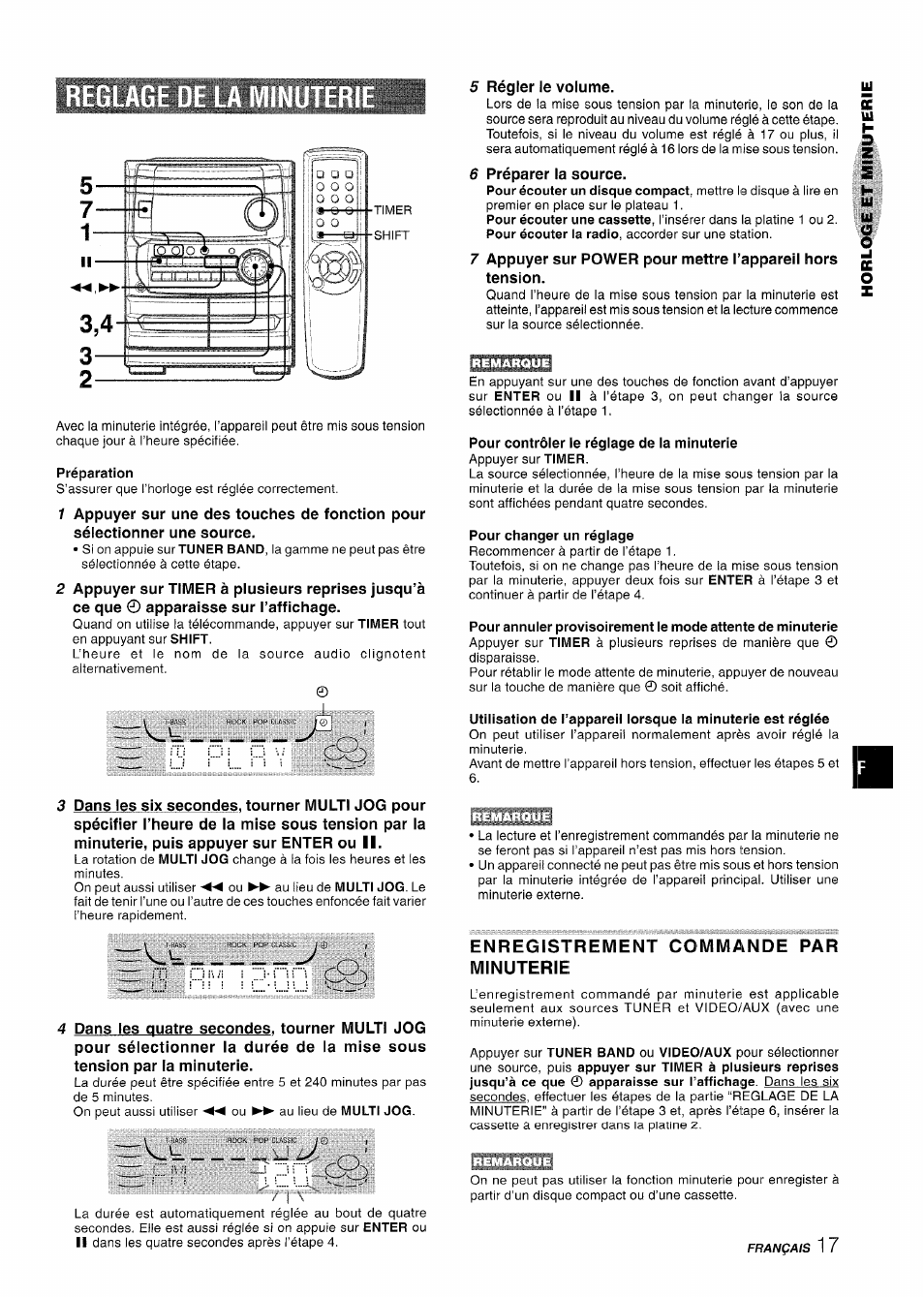Préparation, Pour contrôler le réglage de la minuterie, Pour changer un réglage | Enregistrement commande minuterie, Enregistrement commande minuterie par | Aiwa CX-NA222 User Manual | Page 57 / 64