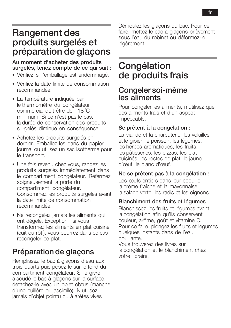 Congélation de produits frais, Préparation de glaçons, Congeler soićmême les aliments | Siemens KI38CP65 User Manual | Page 51 / 103