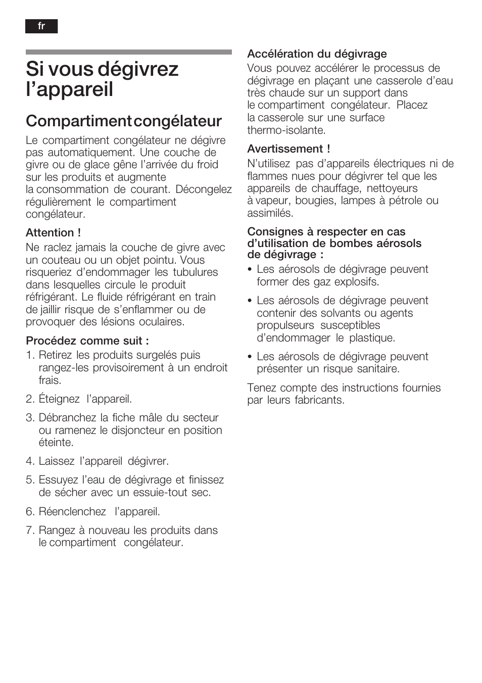 Si vous dégivrez l'appareil, Compartiment congélateur | Siemens KI38CP65 User Manual | Page 54 / 103