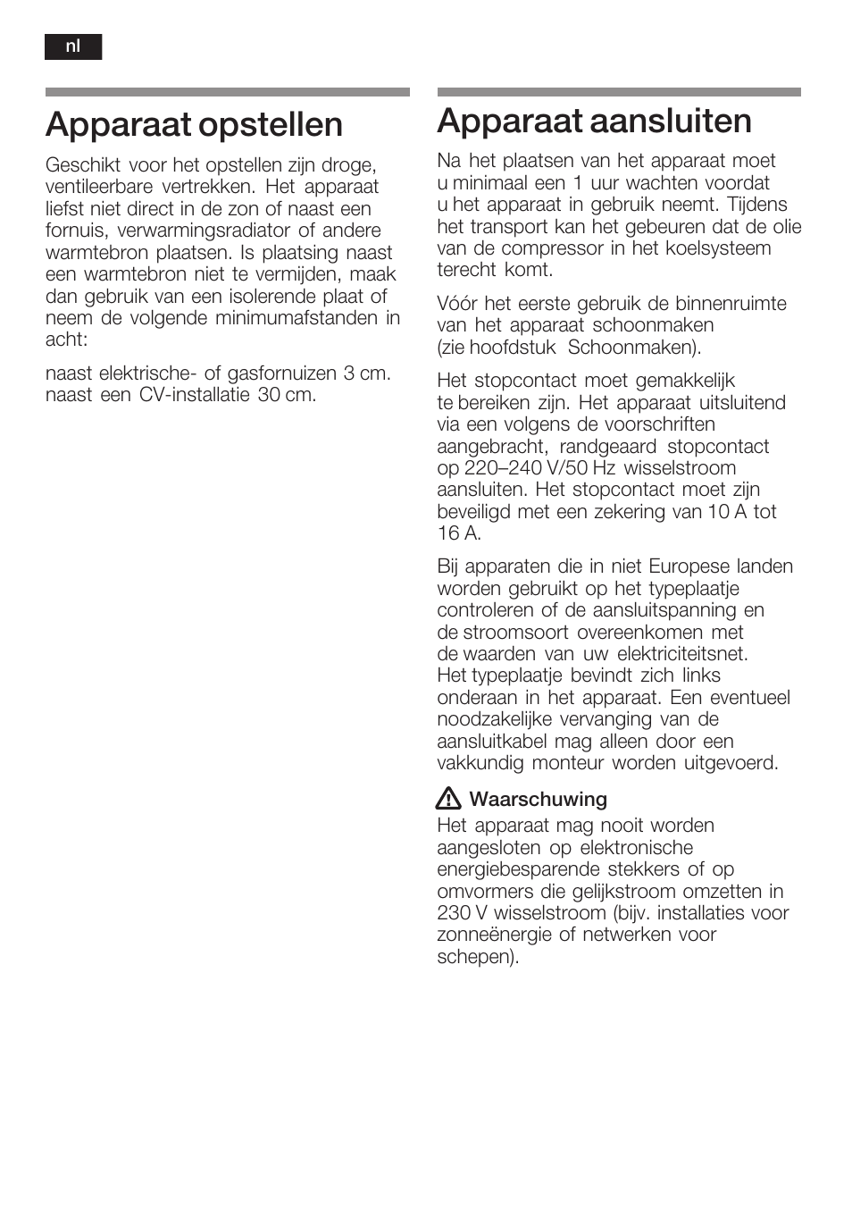 Apparaat opstellen, Apparaat aansluiten | Siemens KI38CP65 User Manual | Page 82 / 103