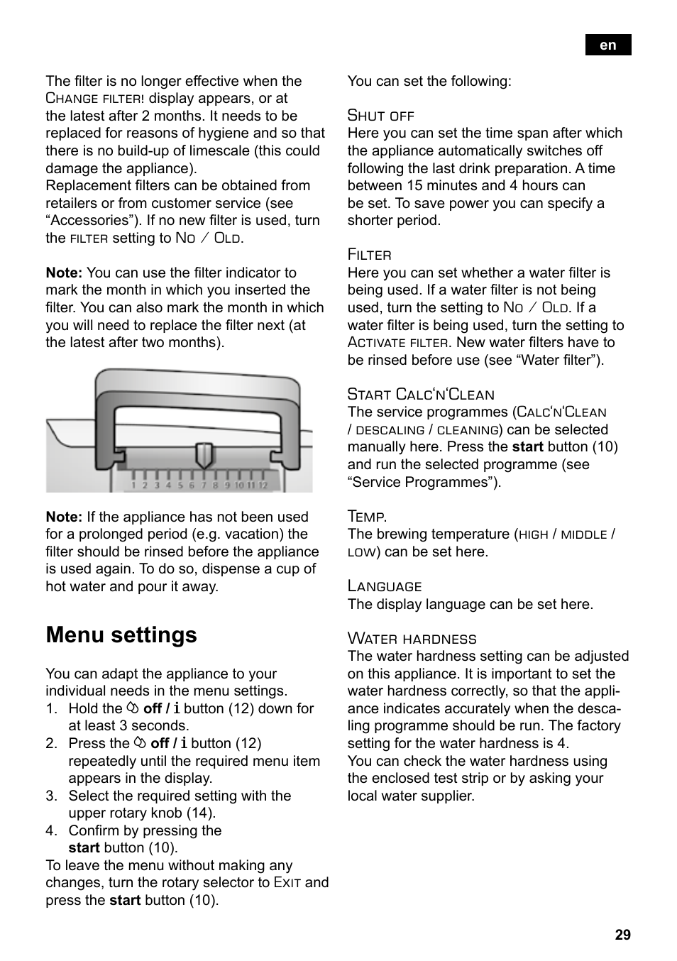Menu settings | Siemens TE503521DE User Manual | Page 33 / 94
