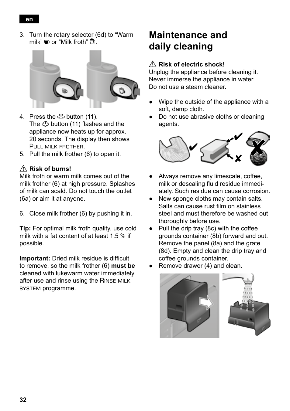 Maintenance and daily cleaning | Siemens TE503521DE User Manual | Page 36 / 94