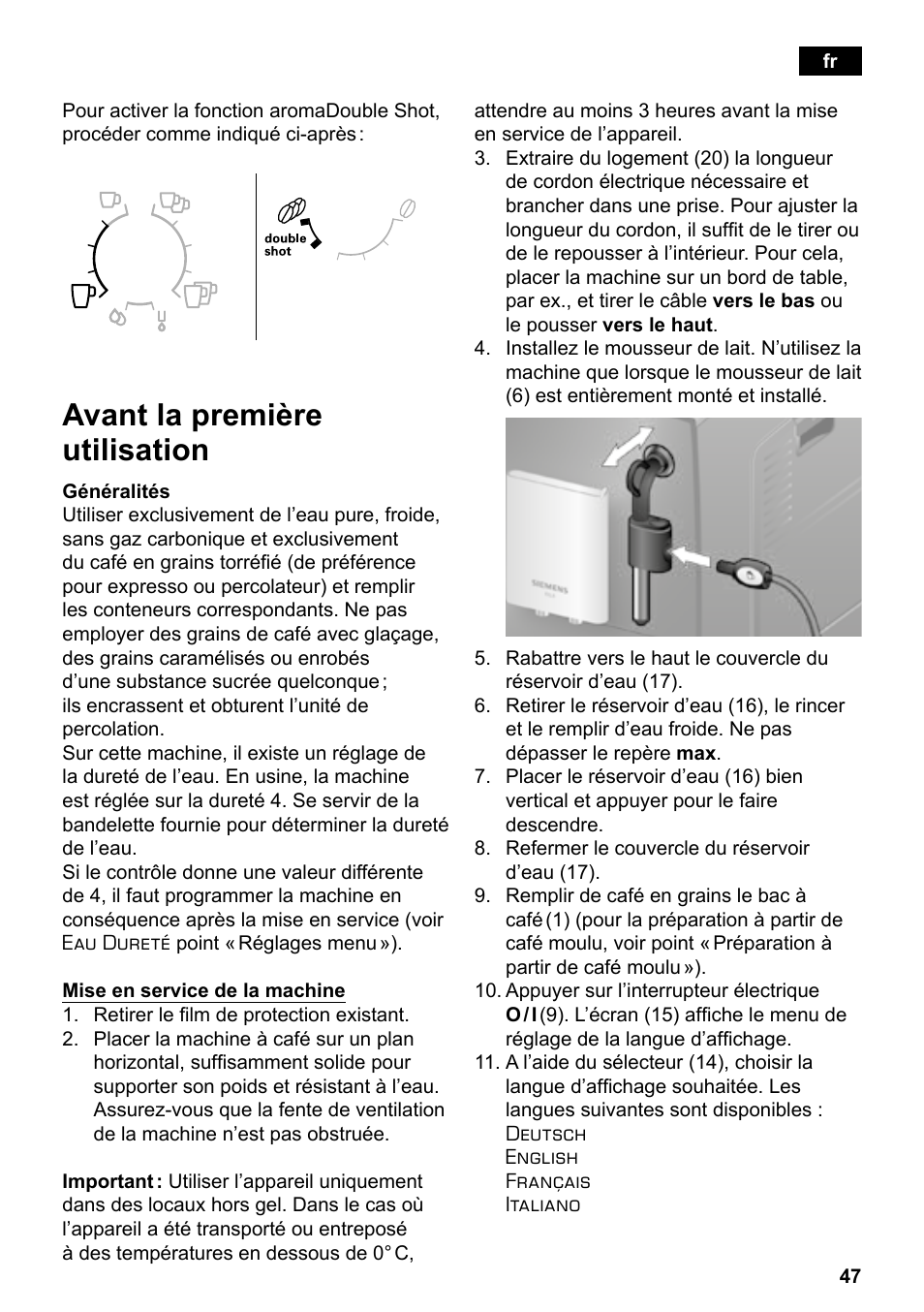 Avant la première utilisation | Siemens TE503521DE User Manual | Page 51 / 94