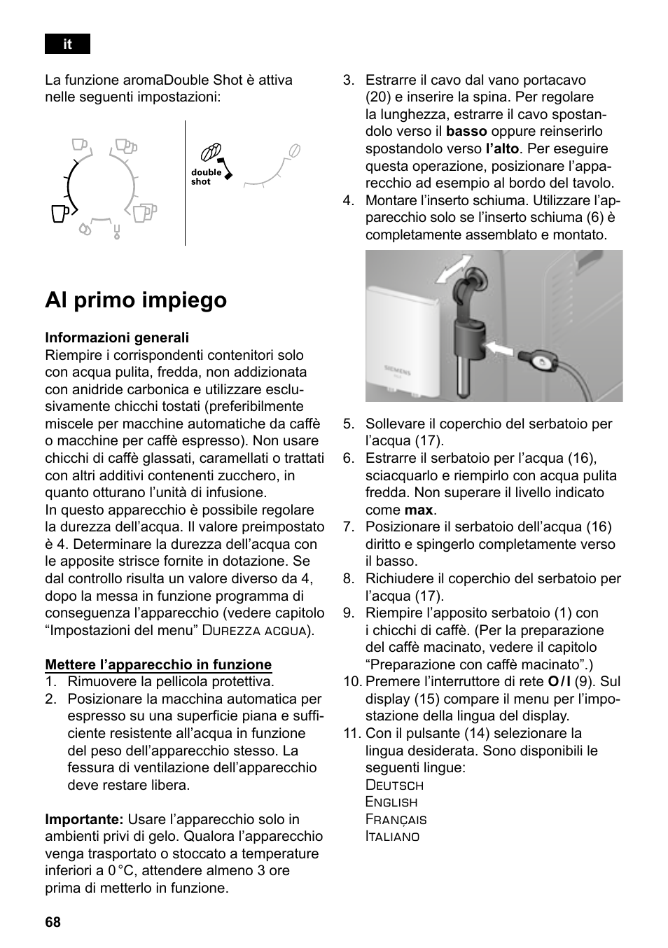 Al primo impiego | Siemens TE503521DE User Manual | Page 72 / 94