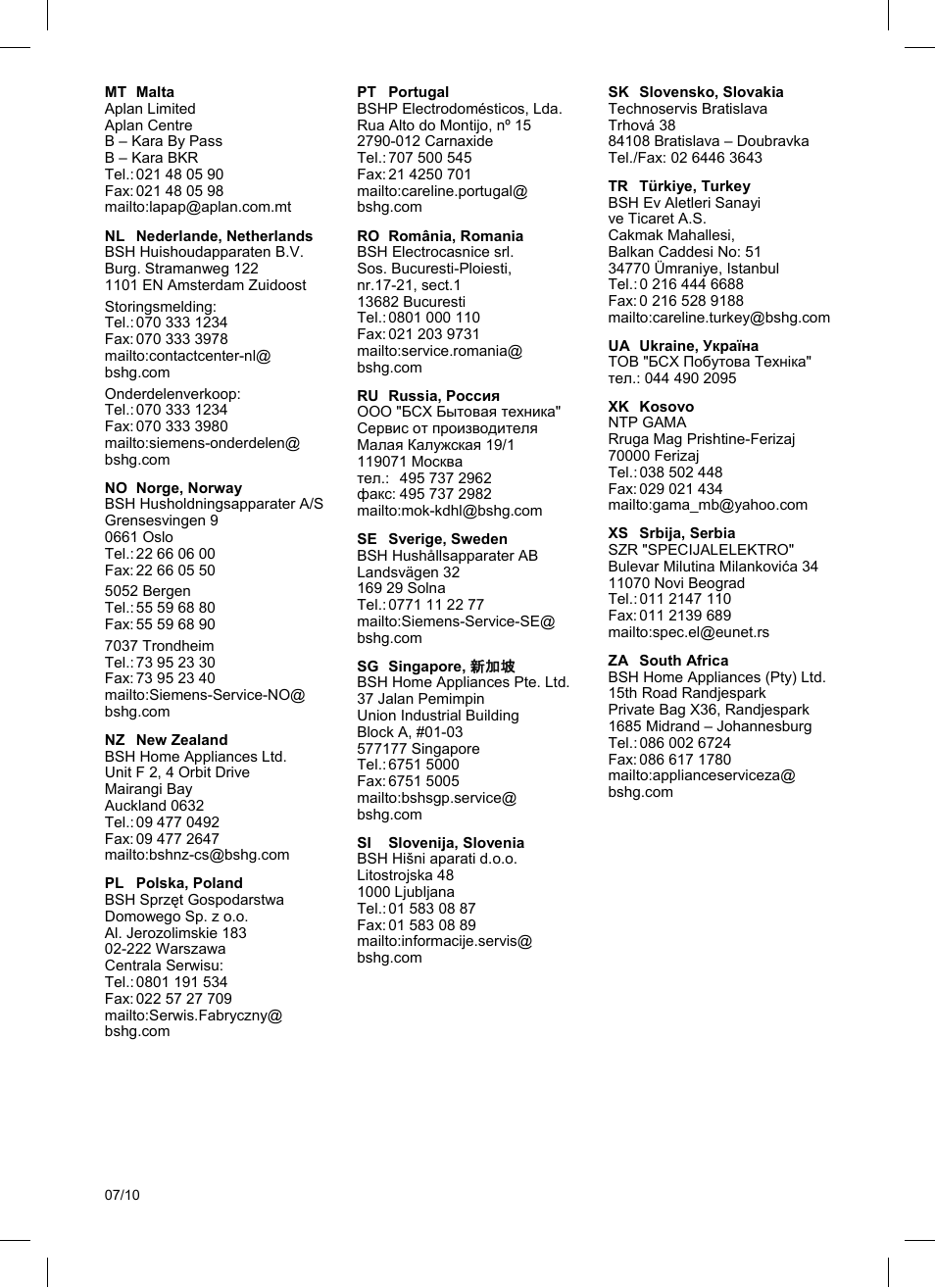 Garantiebedingungen | Siemens TE503521DE User Manual | Page 82 / 84