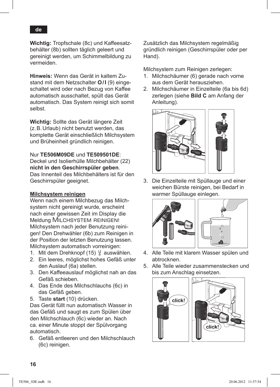 Milchsystem reinigen | Siemens TE509501DE User Manual | Page 16 / 88