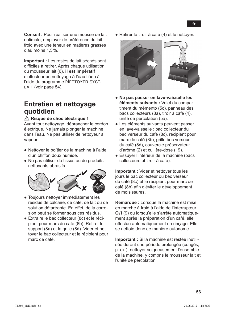 Entretien et nettoyage quotidien, Nettoyer syst. lait | Siemens TE509501DE User Manual | Page 53 / 88