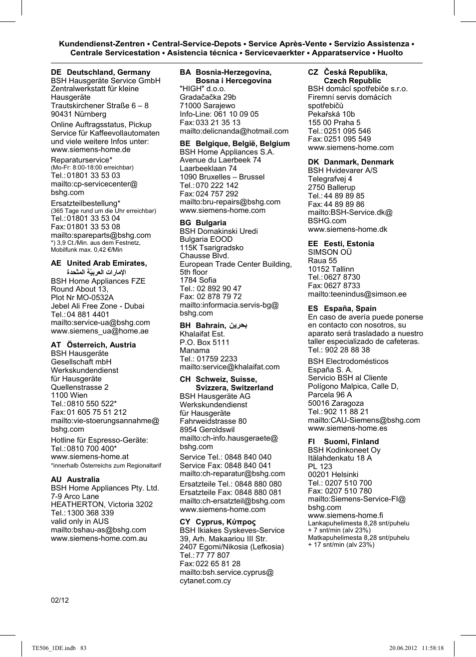 Siemens TE509501DE User Manual | Page 83 / 88