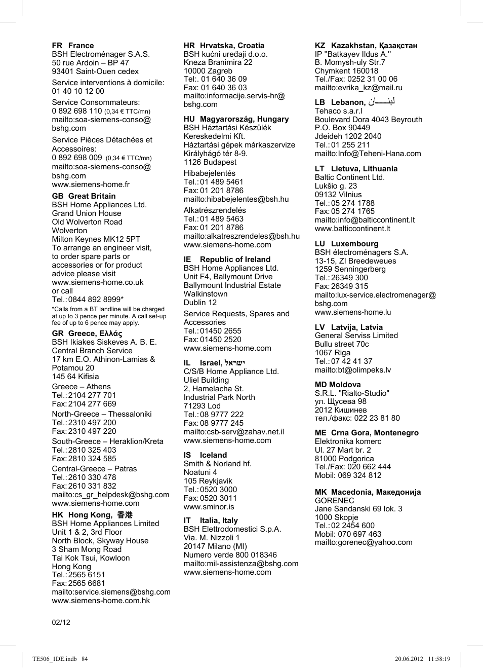 Siemens TE509501DE User Manual | Page 84 / 88