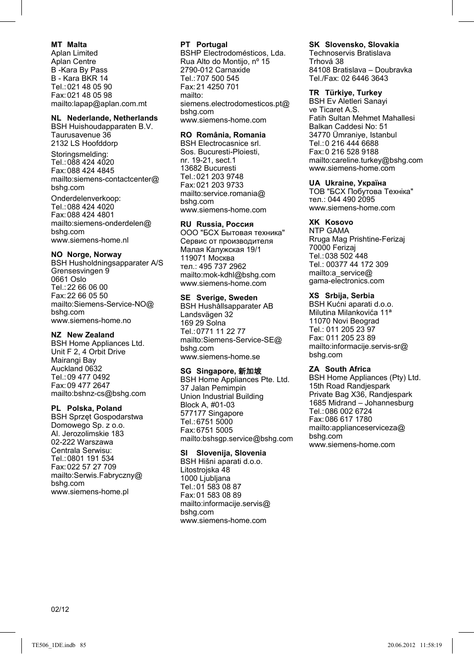 Siemens TE509501DE User Manual | Page 85 / 88