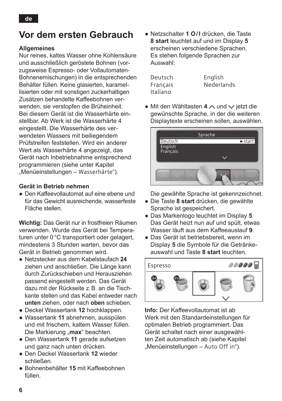 Vor dem ersten gebrauch | Siemens TE809F01DE User Manual | Page 10 / 144