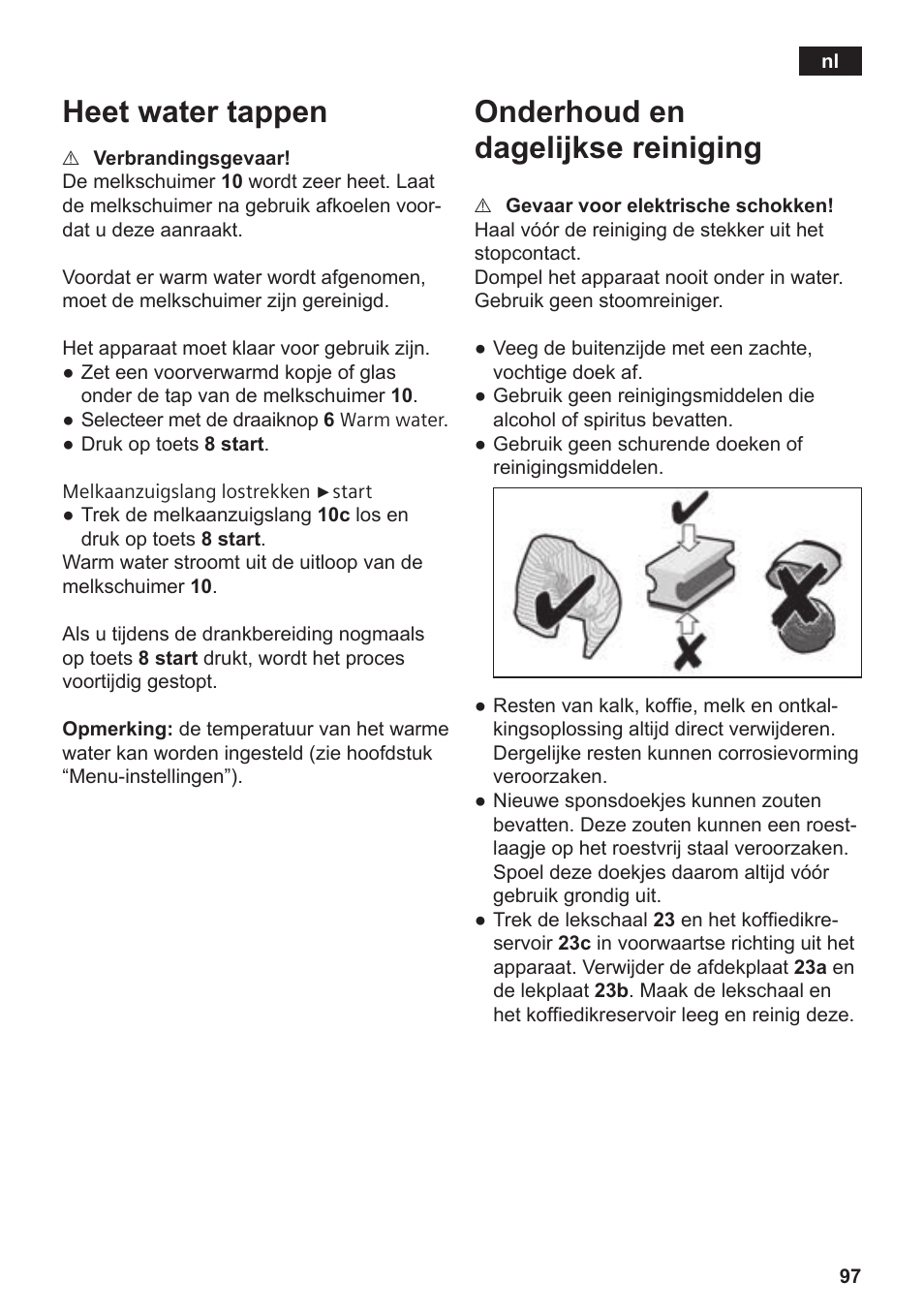 Heet water tappen, Onderhoud en dagelijkse reiniging | Siemens TE809F01DE User Manual | Page 101 / 144