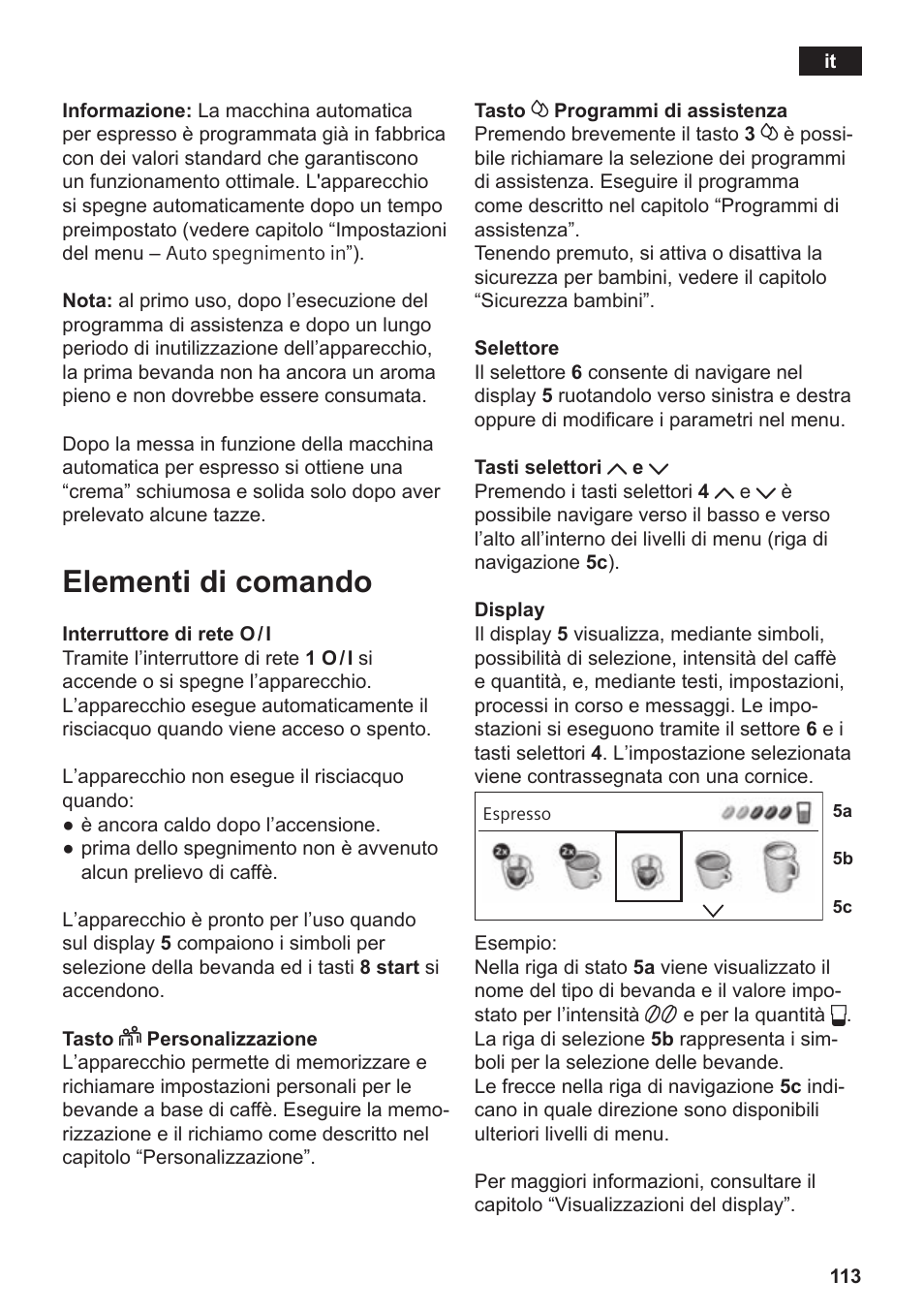 Elementi di comando | Siemens TE809F01DE User Manual | Page 117 / 144