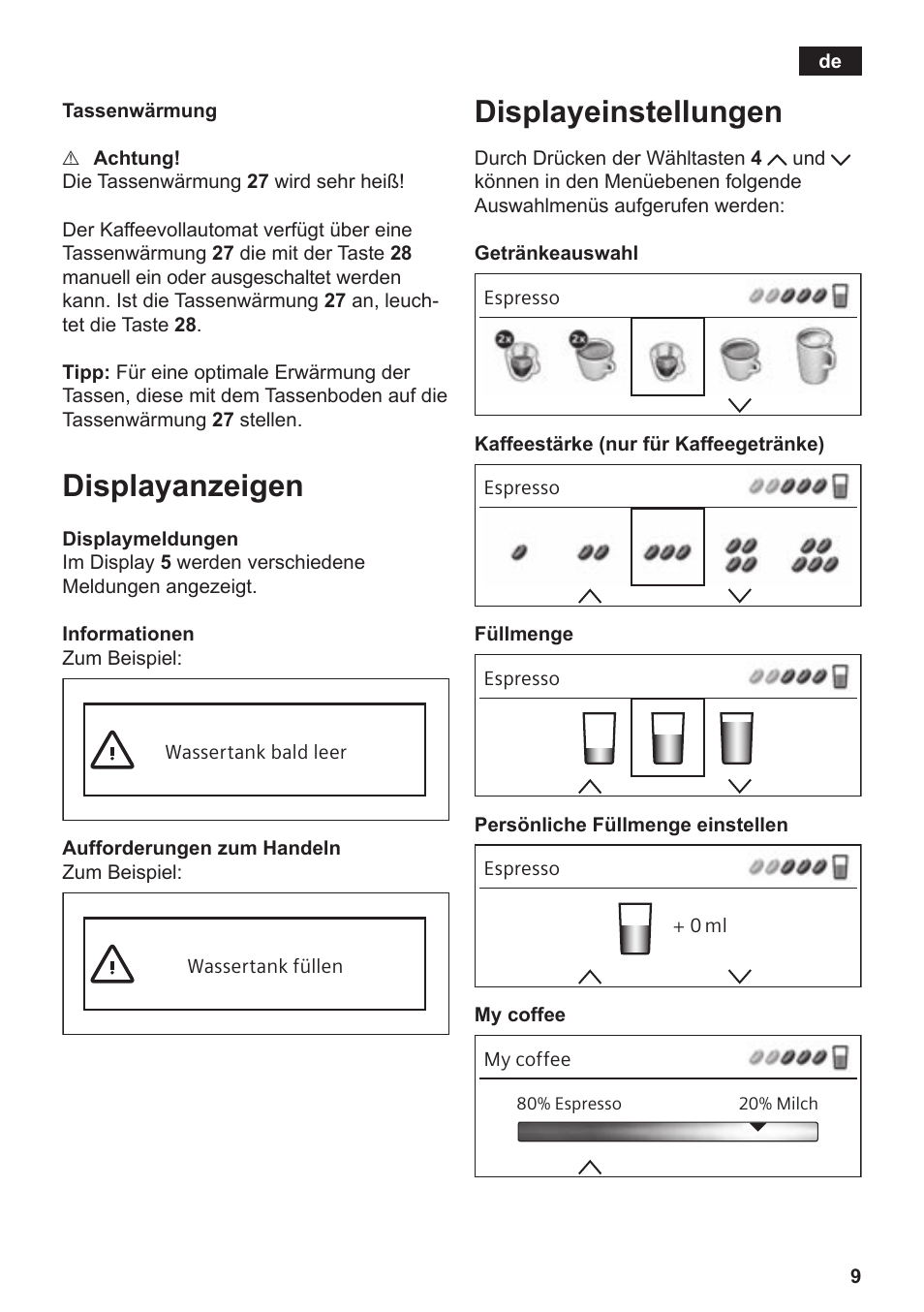 Displayanzeigen, Displayeinstellungen | Siemens TE809F01DE User Manual | Page 13 / 144