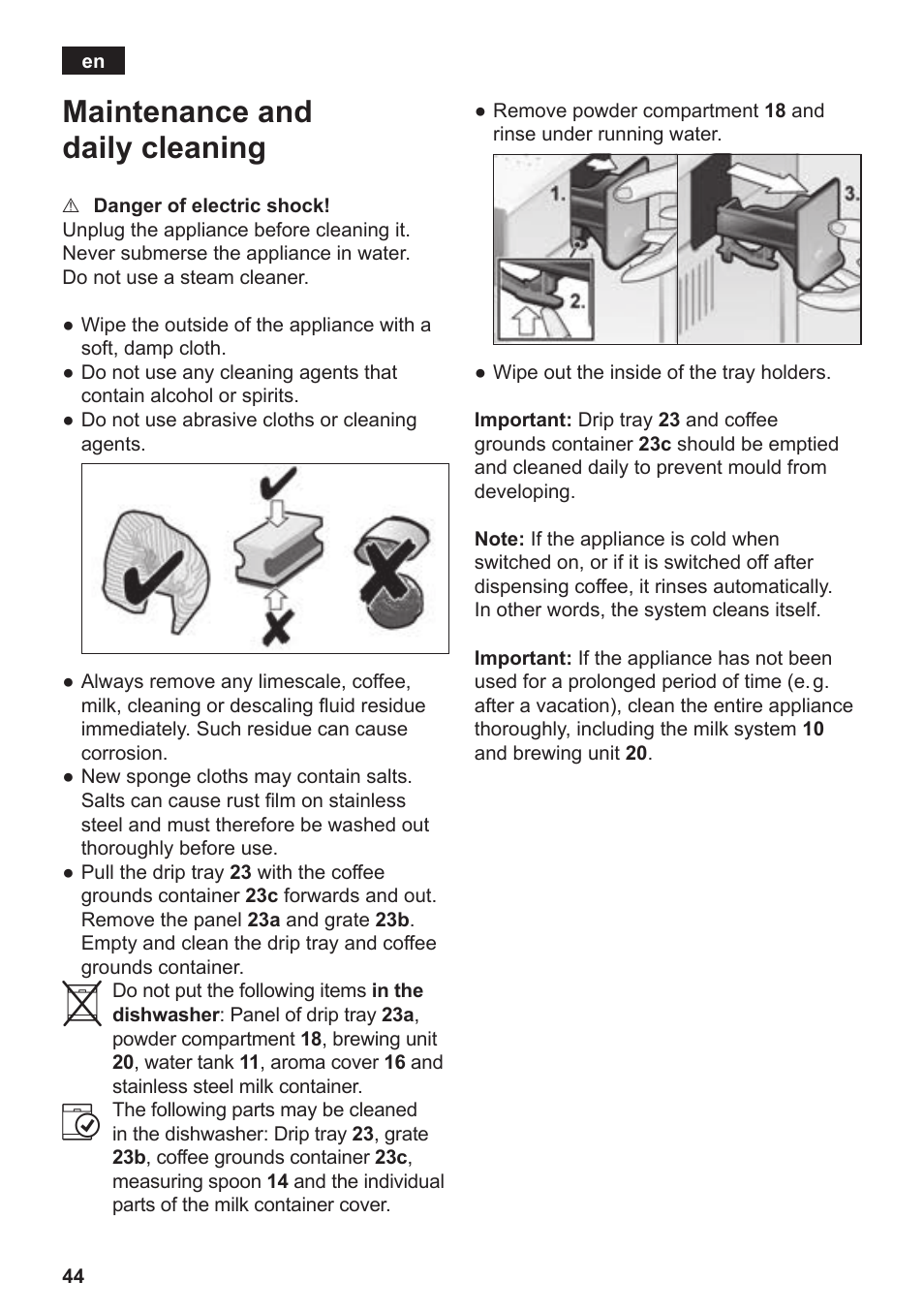 Maintenance and daily cleaning | Siemens TE809F01DE User Manual | Page 48 / 144