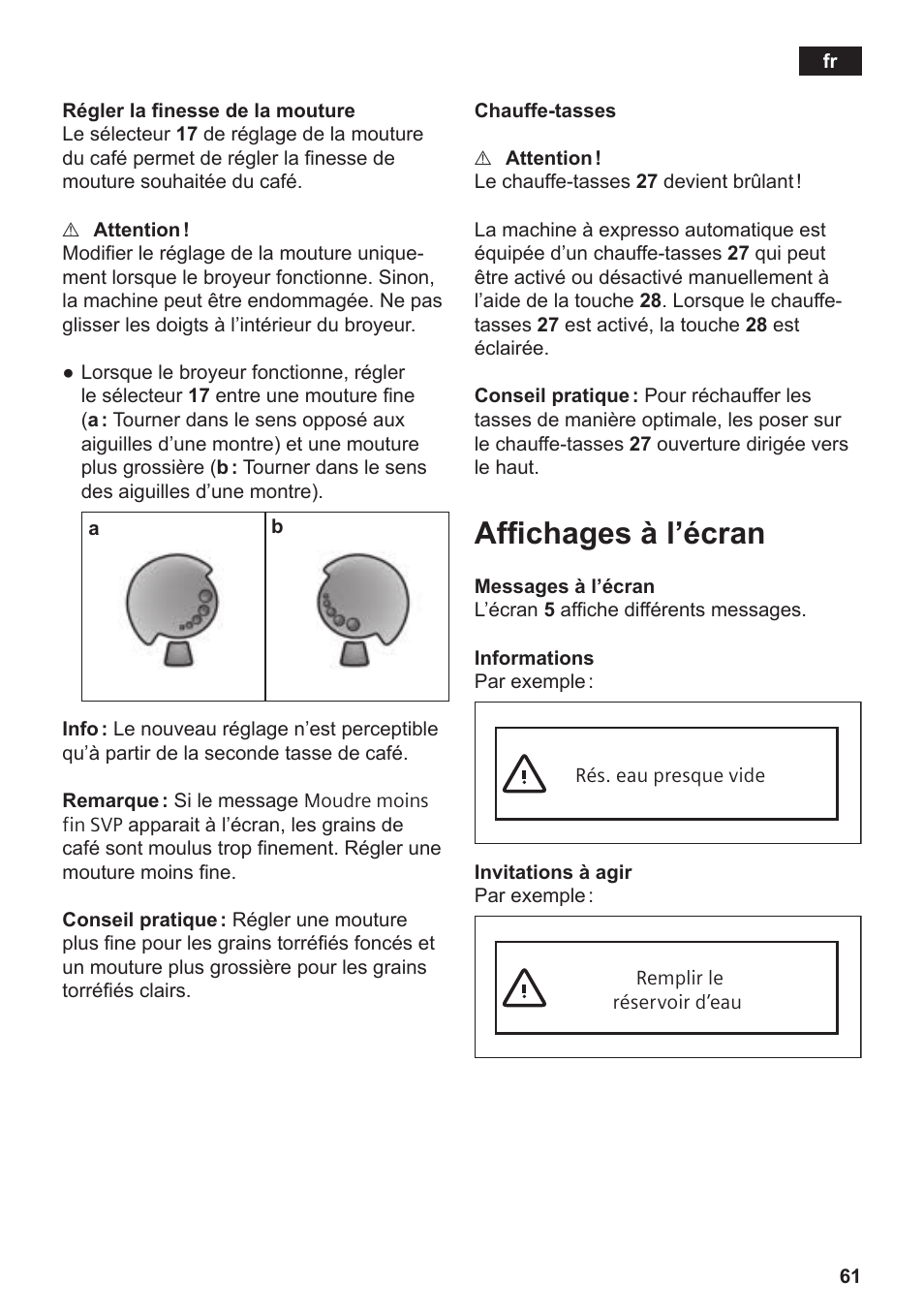 Affichages à l’écran | Siemens TE809F01DE User Manual | Page 65 / 144