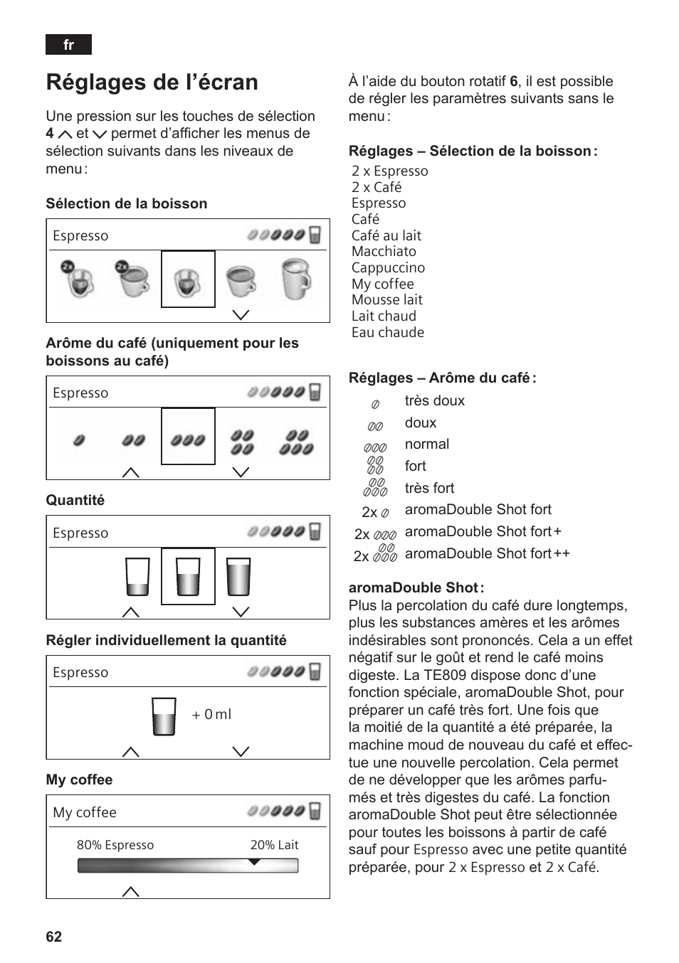 Réglages de l’écran | Siemens TE809F01DE User Manual | Page 66 / 144