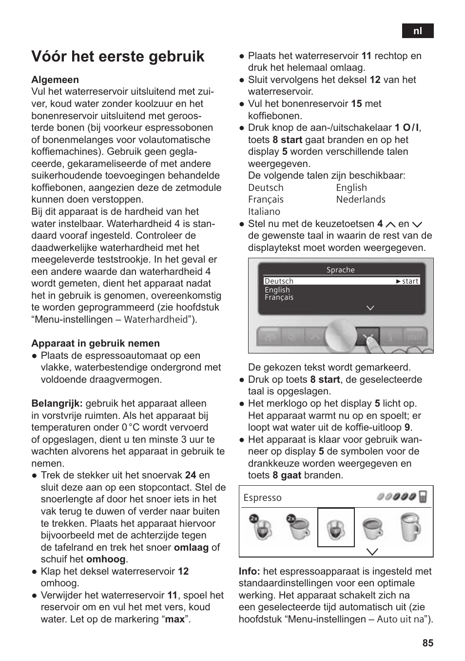 Vóór het eerste gebruik | Siemens TE809F01DE User Manual | Page 89 / 144